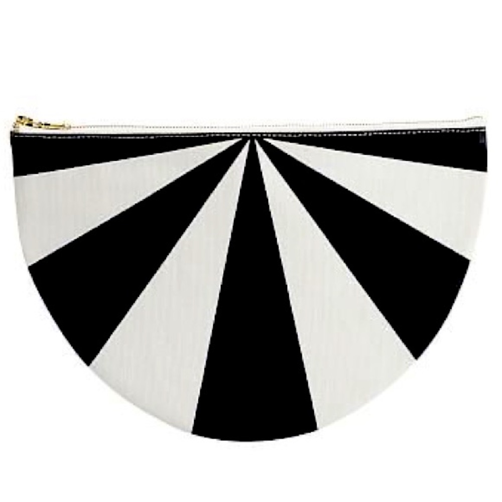 EMILY & MERITT Geometric Black + White Striped Storage Pouch